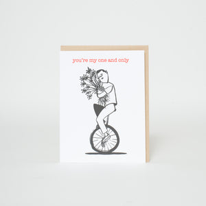 one and only unicycler love card by russ pope