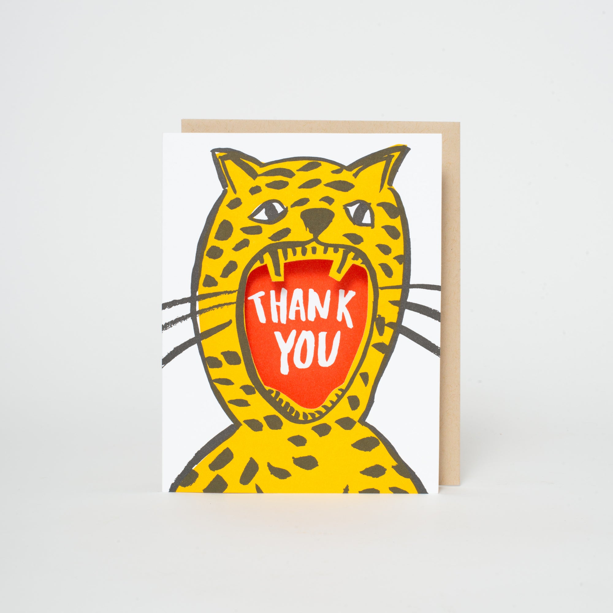 cheetah roar die-cut thank you card