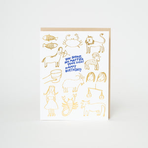 zodiac signs birthday card