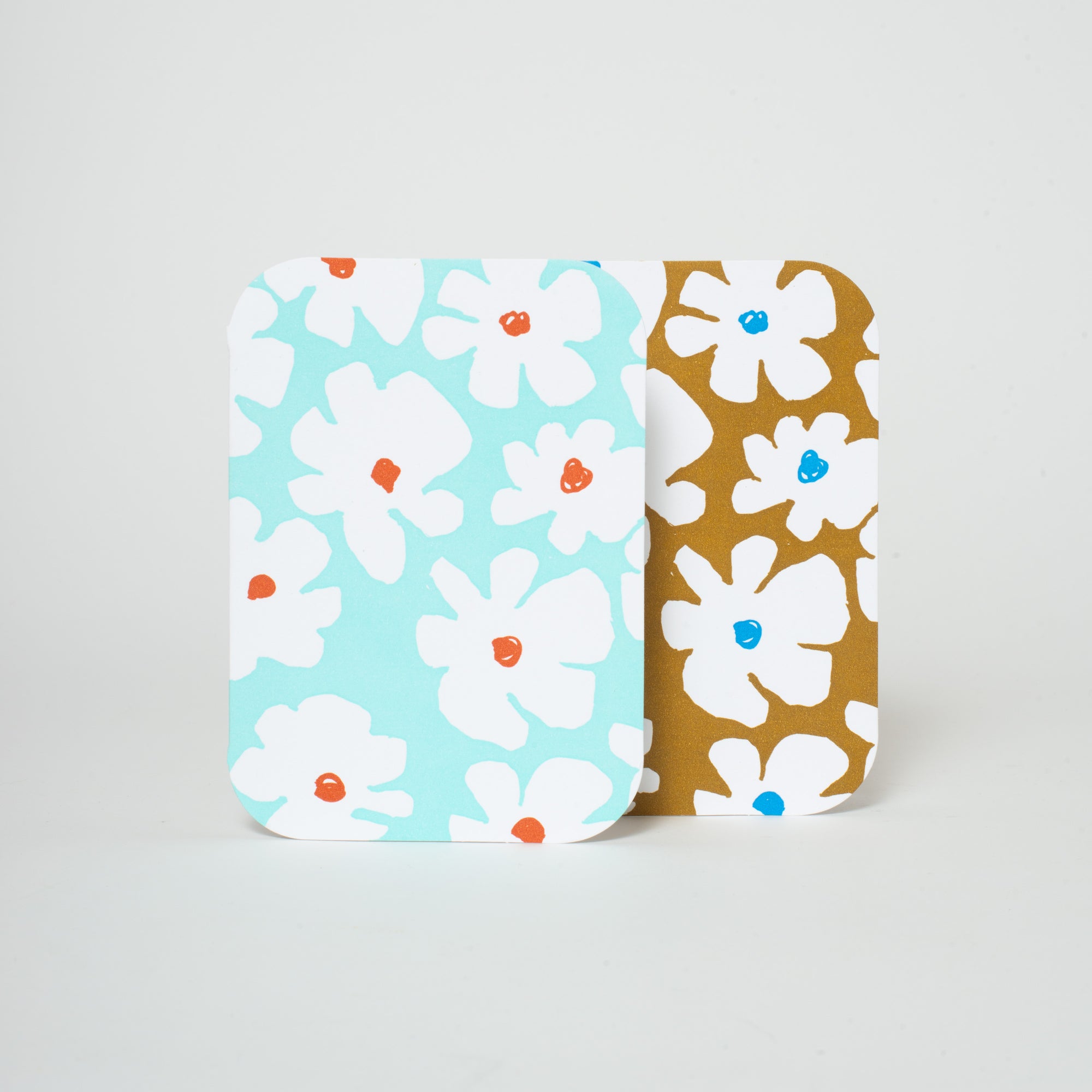 big flower blank card, blue