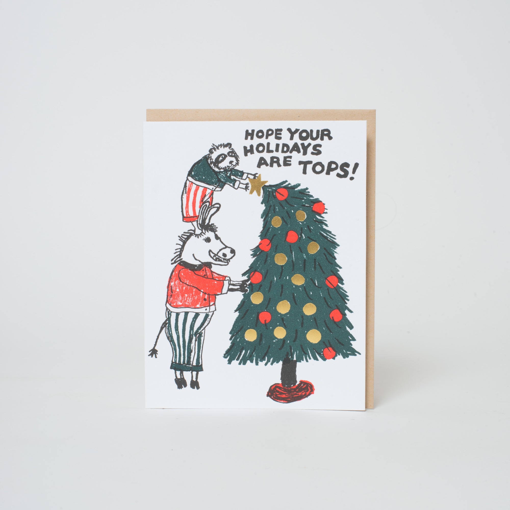 tops holiday tree animals christmas card