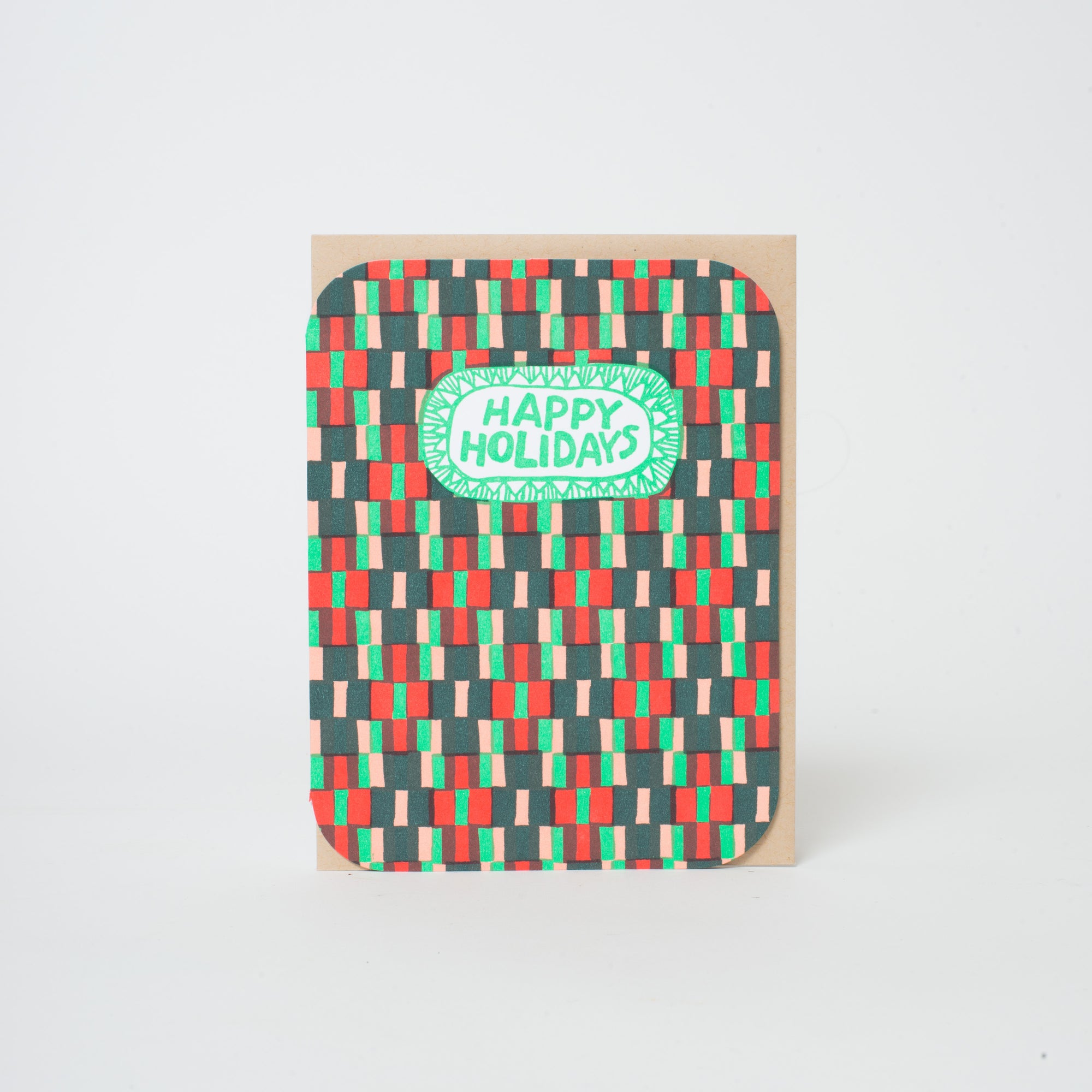 woven happy holidays card