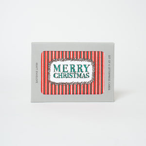 striped merry christmas boxed set of six cards