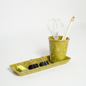 Marbled Melamine Pen Cup, Mustard